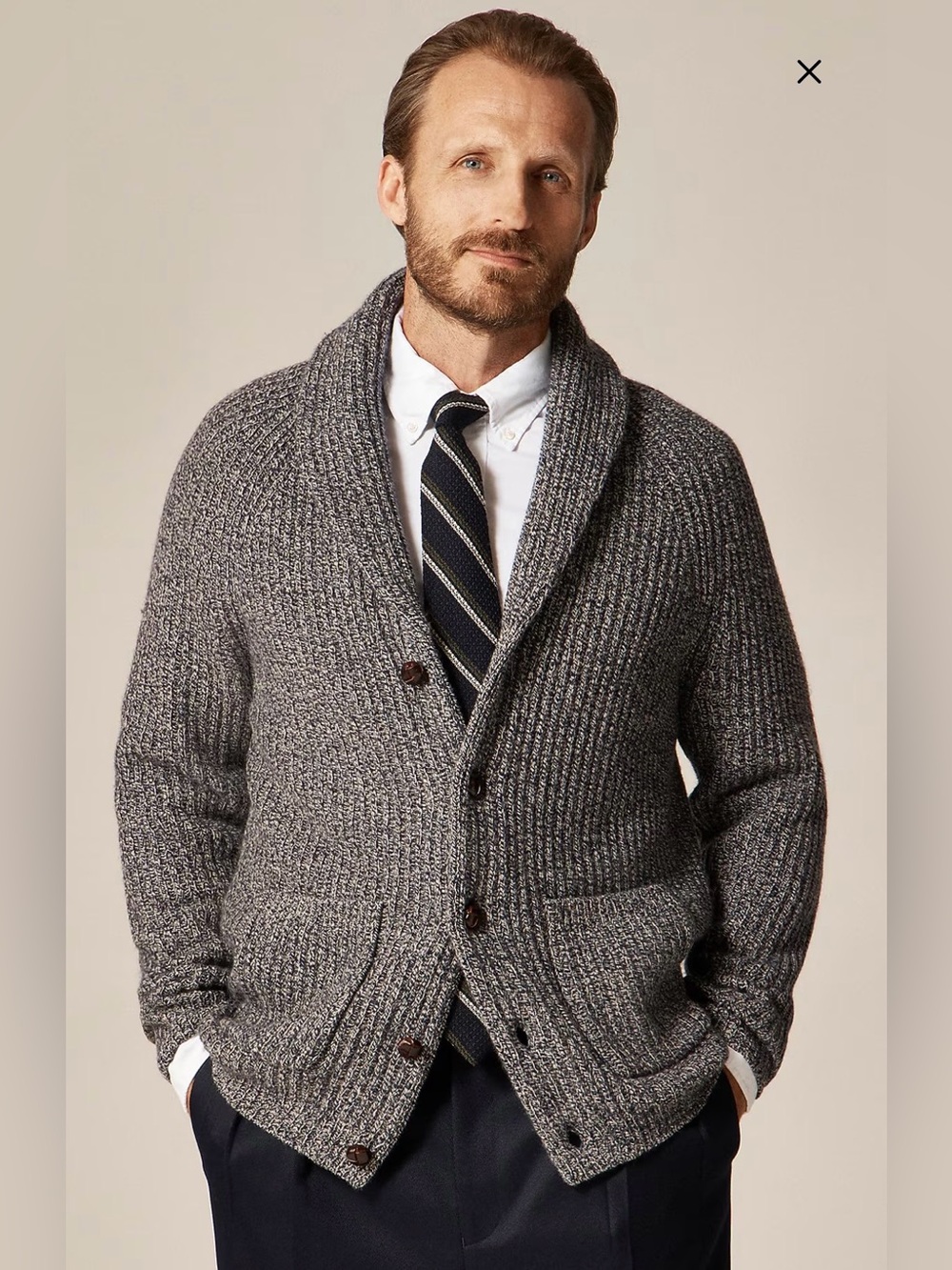 J. Crew Rugged merino wool-blend cardigan sweater marled navy BA217 $188 XS